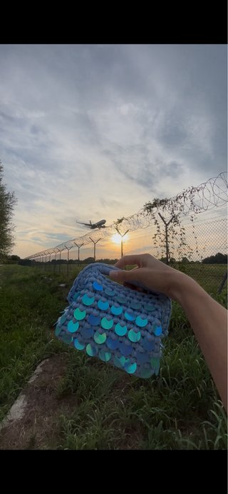 Borsa uncinetto fatta a mano con paillettes