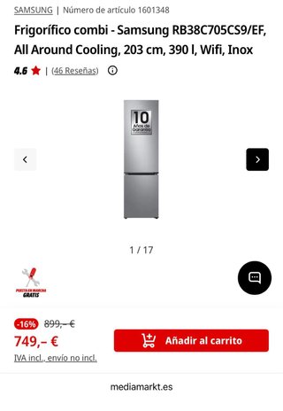 Frigorífico Combi Samsung 203cm - 4 meses de uso