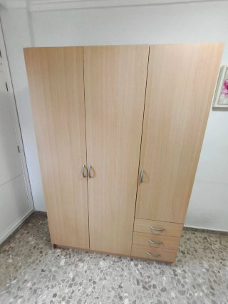 Armario 3 Puertas con Cajones Madera
