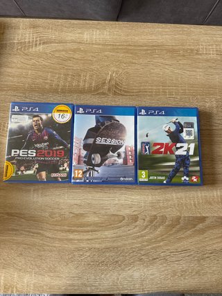 Pack 3 Juegos PS4: PES 2019, Session, PGA Tour 2K2