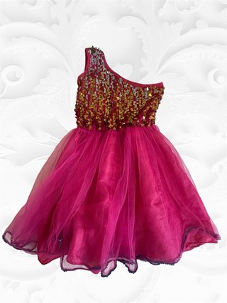 Vestido bailarina niña lentejuelas un hombro