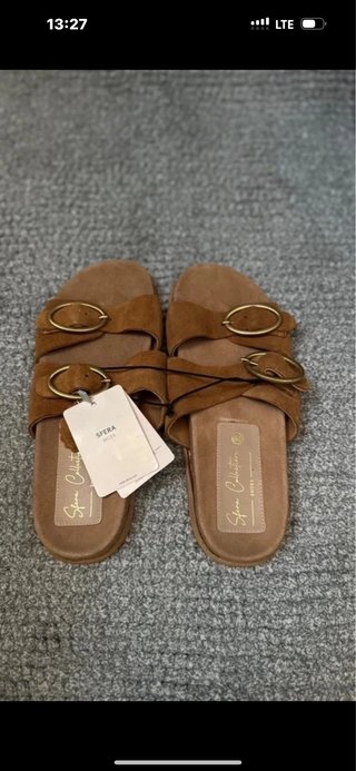 Sandalias Sfera Mujer Marrones Hebillas Doradas