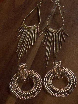 Pack 2 pares de pendientes dorados de fiesta / Max