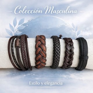 Bracciali in pelle marrone e nero da uomo