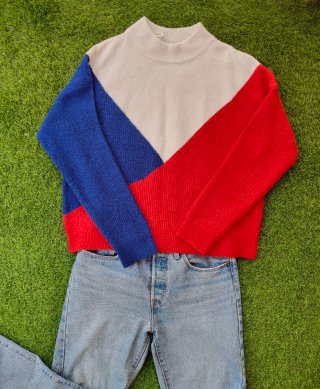 Maglia asimmetrica tricolore