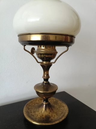 Lámpara Vintage Metal Envejecido Cristal Opalino