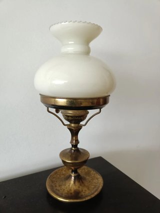 Lámpara Vintage Metal Envejecido Cristal Opalino