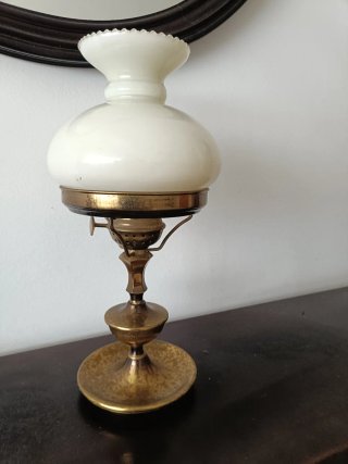 Lámpara Vintage Metal Envejecido Cristal Opalino