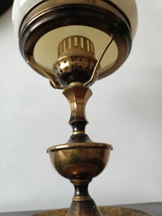 Lámpara Vintage Metal Envejecido Cristal Opalino