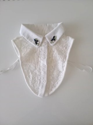 Cuello camisero encaje T. Única