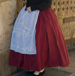Falda Fallera Damasco Roja