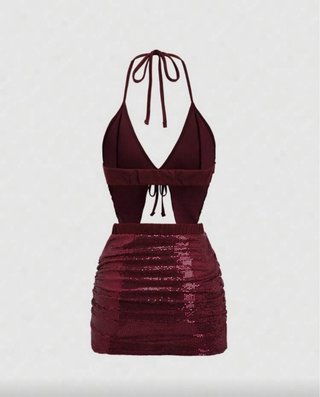 Conjunto lentejuelas burdeos Talla 36