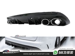 DIFUSOR TRASERO CON COLAS CROMO MERCEDES CLASE C KOMBI/SEDAN W205 NEGRO BRILLO