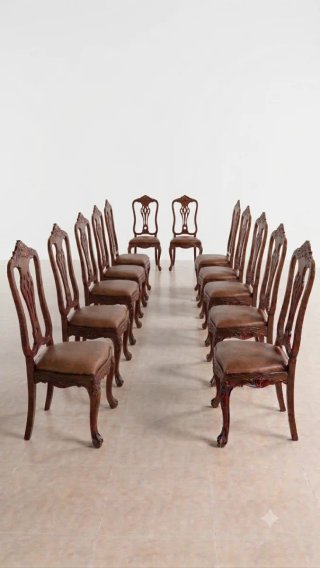 Sillas de madera de castaño y cuero