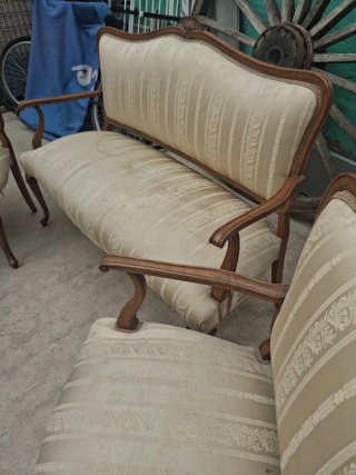 Juego Sofá y 2 Sillas Vintage Madera