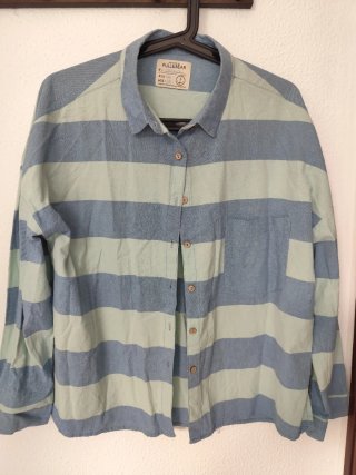Camisa Pull&Bear rayas azul/verde Talla M