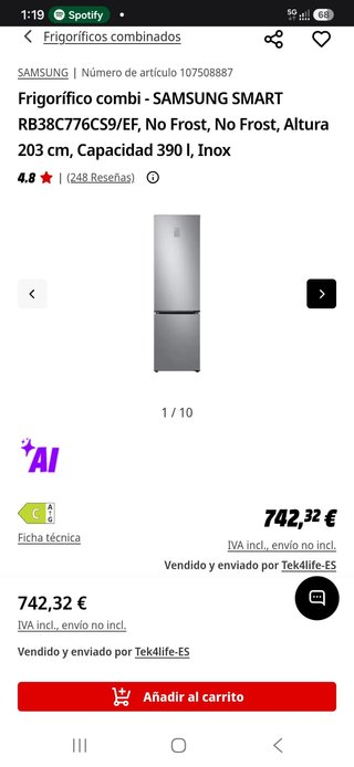 Frigorífico Samsung Motor Inverter No Frost