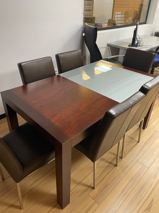 Mesa Comedor Extensible Madera y Cristal