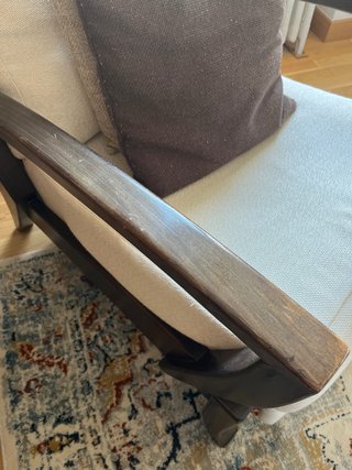 Butaca reclinable de tela y madera