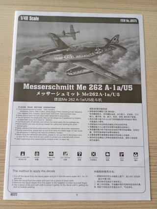 MESSERSCHMITT ME 262 A-1a MAQUETA HOBBY BOSS 1/48