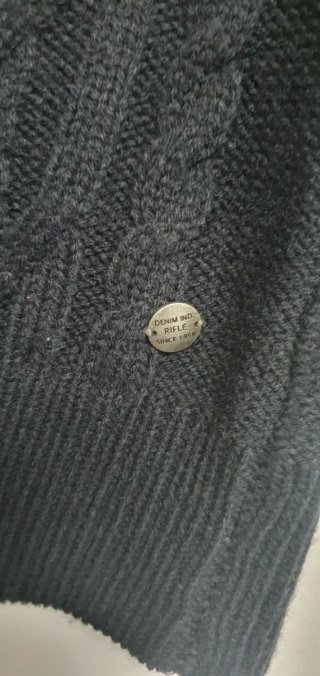 Cardigan Rifle Jeans Uomo L Blu Maglione