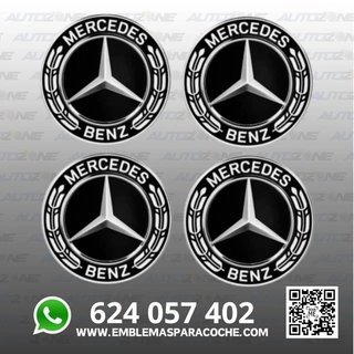 Emblema Mercedes Benz negro 75 mm para llantas (N)