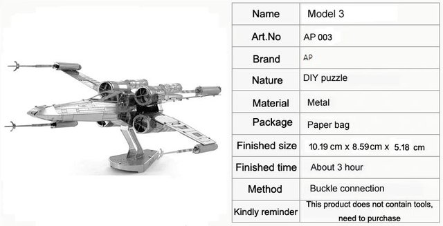 ★PRECINTATA★ Modelli 3D metallici di Star Wars