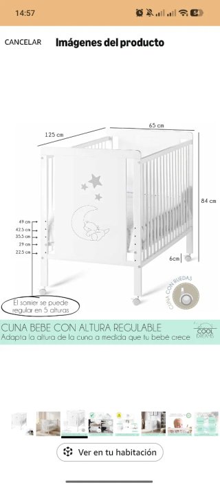 Cuna de bebé unisex como nueva