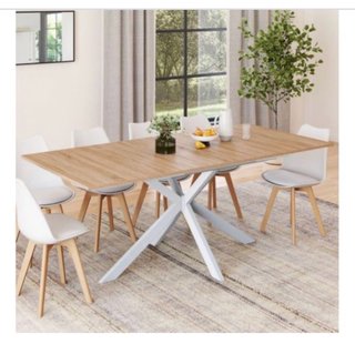 Mesa Comedor Extensible Madera y Metal