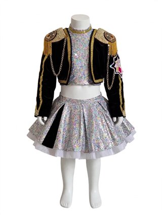 Traje Fiesta Keipo Negro y Plateado