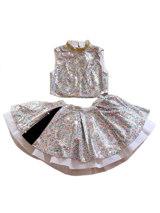 Traje Fiesta Keipo Negro y Plateado