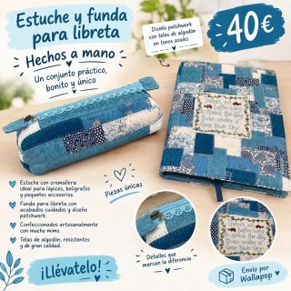 Estuche y funda cuaderno patchwork