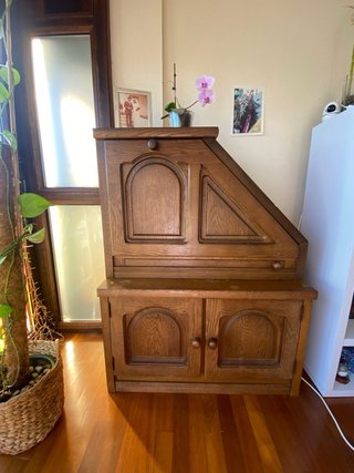 Mueble escritorio vintage madera + silla