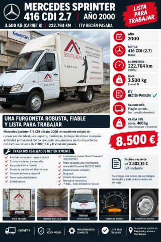 Mercedes 416 cdi cardan nuevo ruedas ITV carnet b