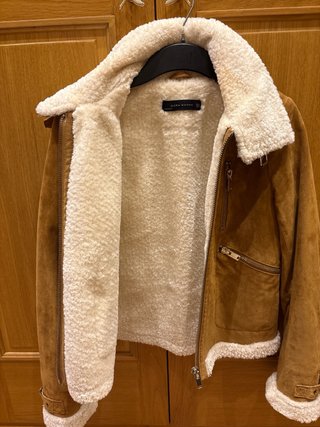 Chaqueta Zara Borego Marrón y beeis