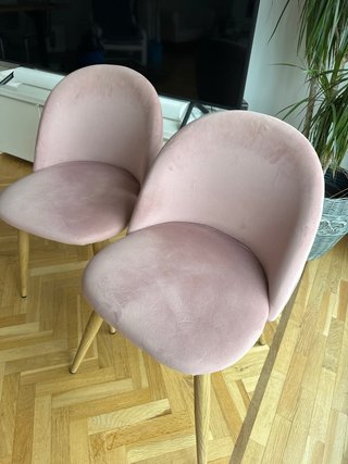 Juego de 4 sillas de comedor rosa
