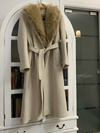 Abrigo Zara Lana Manteco Beige Talla M