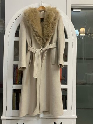 Abrigo Zara Lana Manteco Beige Talla M
