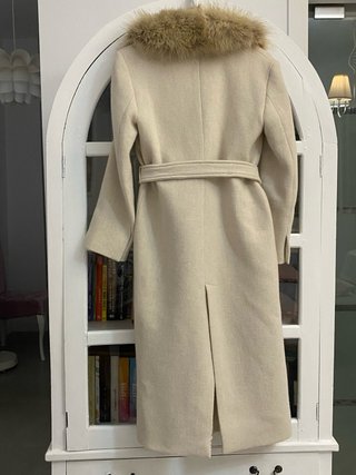 Abrigo Zara Lana Manteco Beige Talla M