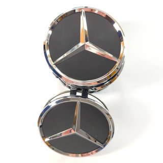 TAPABUJES MERCEDES 75mm NEGROS - EMBLEMAS MERCEDES