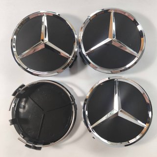 TAPABUJES MERCEDES 75mm NEGROS - EMBLEMAS MERCEDES
