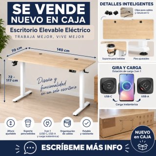 Escritorio Elevable Eléctrico CASARIA 140x70cm