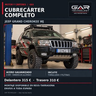 Cubre cárter Jeep WJ DEL + TRAS
