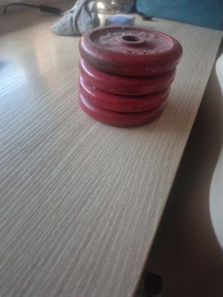 4 discos de pesas rojos 1 kg