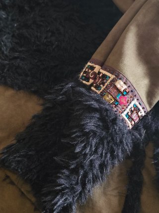 Abrigo boho Tintoretto afgano caqui