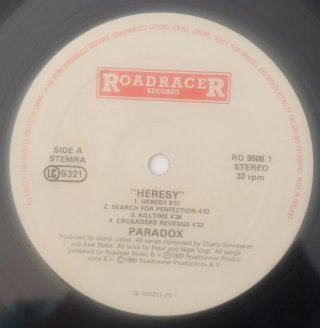 Paradox  - Heresy / vinile LP prima edizione 1990