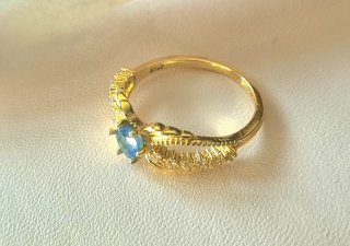 Anillo Fino Plata Esterlina Zafiro Azul Natural