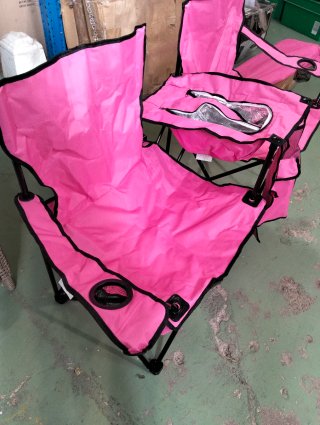 Juego 2 sillas de camping plegables con sombrilla