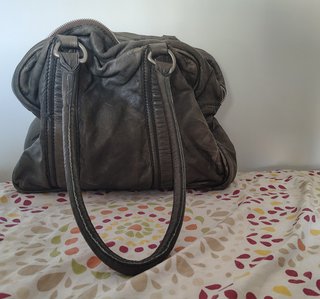 Bolso Piel Vintage Zara Gris