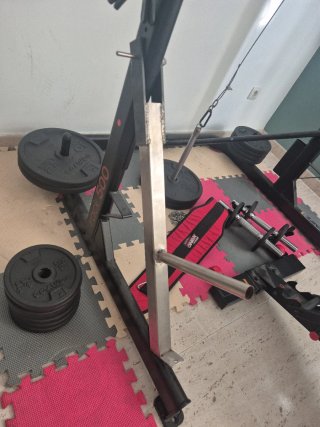 Pack Rack + banco +barra + 80kg discos + mancuern